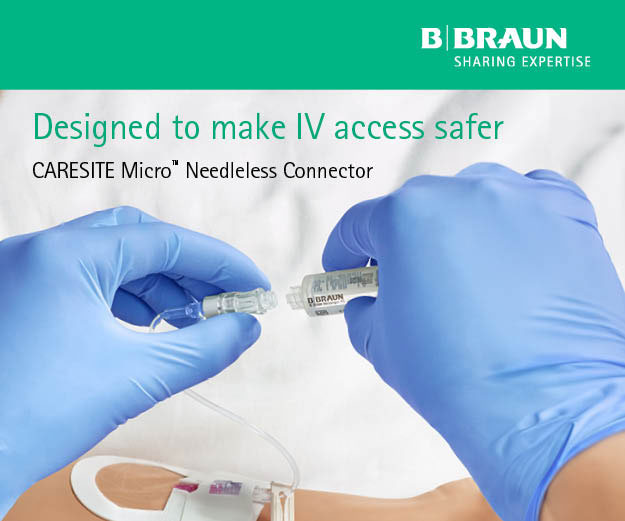 BBraun ad, Designed to make IV access safer CARESITE Micro Needleless Connector